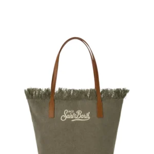 Green Canvas Medium City Bag Fringes