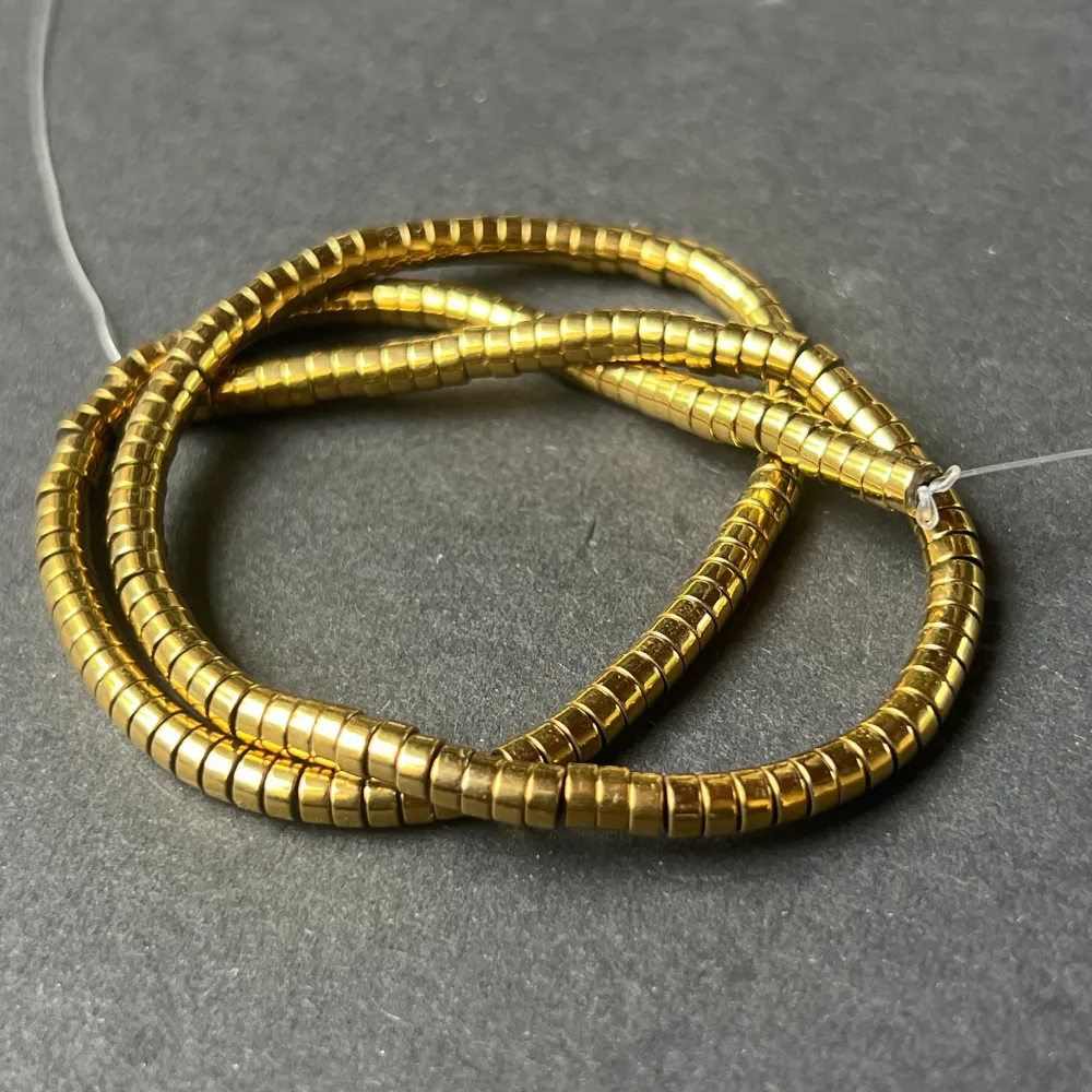 Мъниста от полускъпоценни камъни HEMATIT DISC GOLD