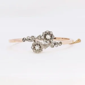 Гривна „Наполеон III“ от розово злато с диаманти с розова шлифовка