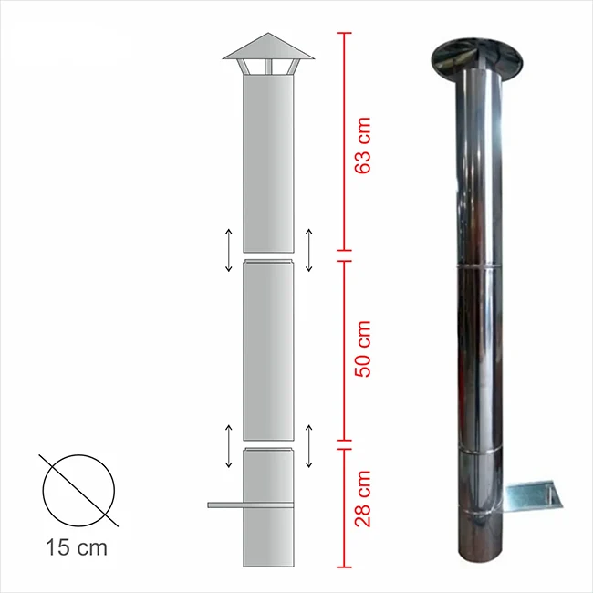 Пълен комин INOX 100см за MAXIMUS 100см AC58F