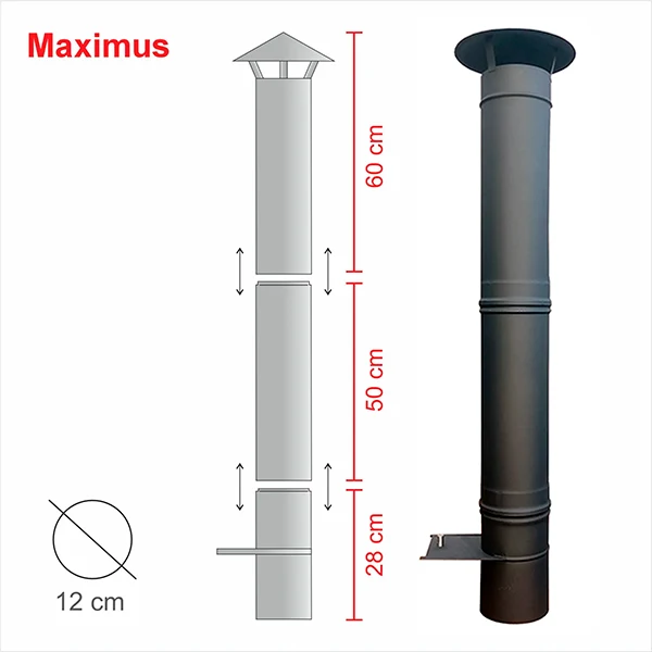 Пълен комин INOX Антрацит за MAXIMUS 70см AC76F
