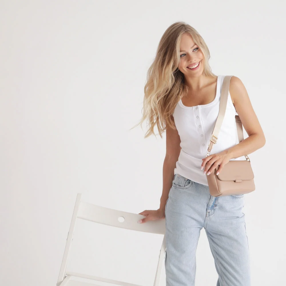 Joissy малка дамска чанта за майка кросбоди Kenza blush beige