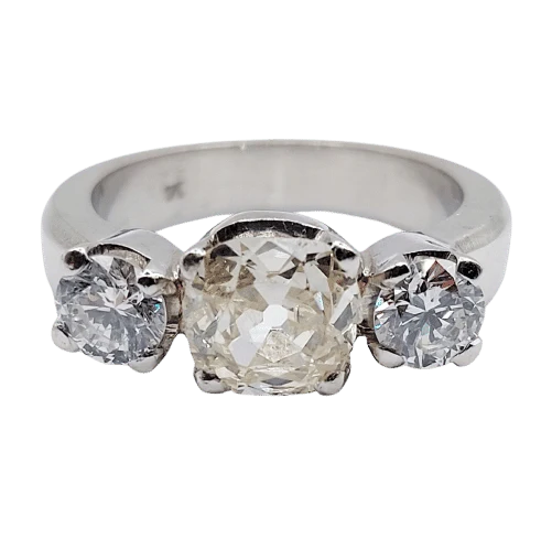 Пръстен jonc Art Deco от Платина и диаманти (1,30 ct + 0,90 ct)