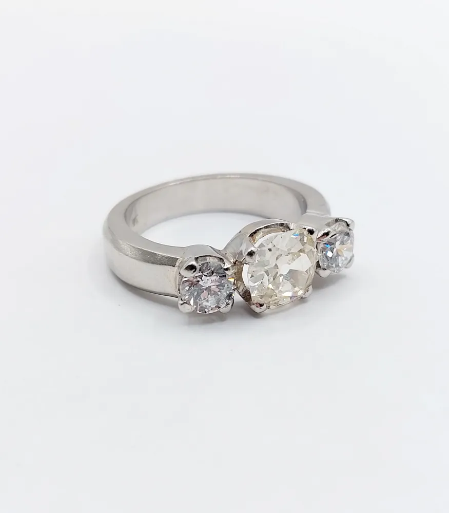 Пръстен jonc Art Deco от Платина и диаманти (1,30 ct + 0,90 ct)