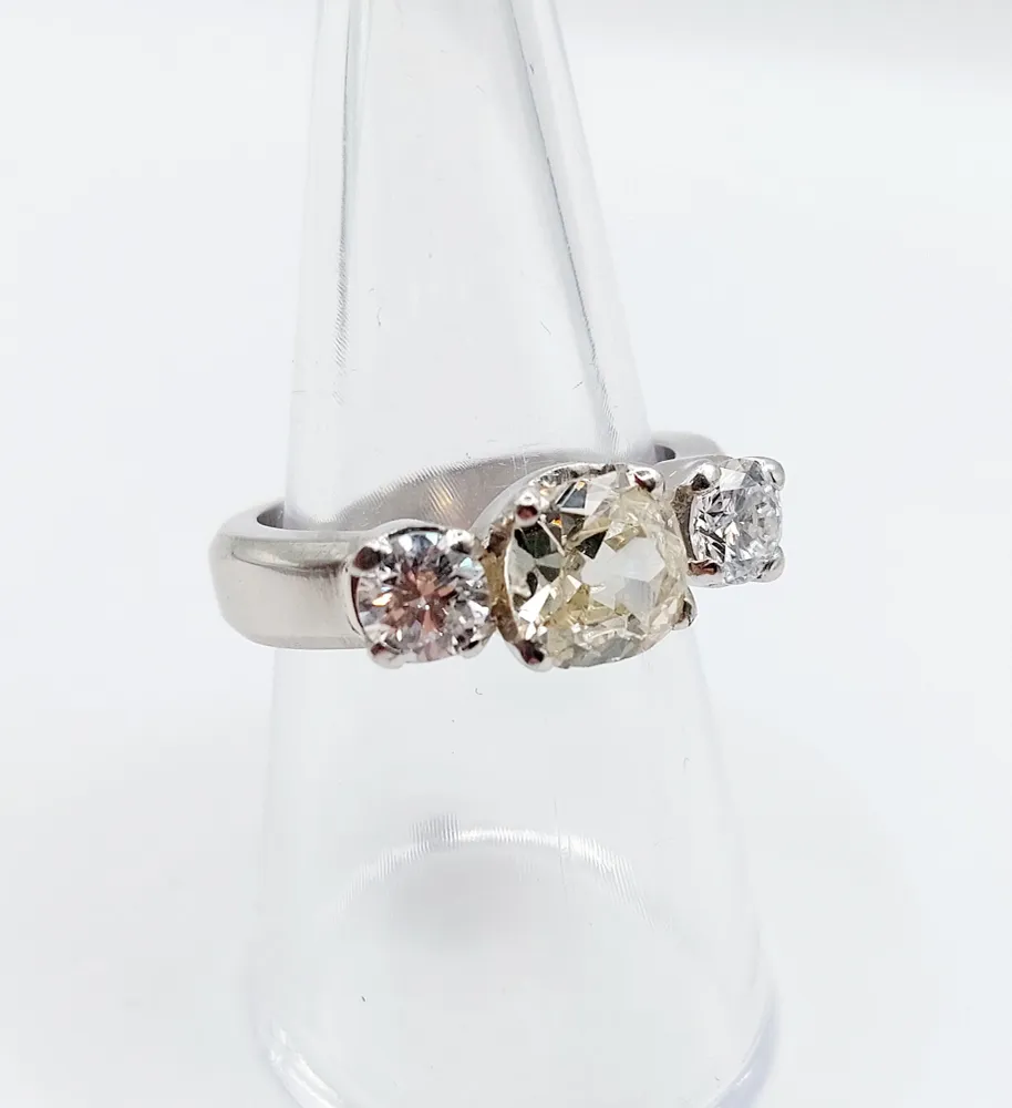 Пръстен jonc Art Deco от Платина и диаманти (1,30 ct + 0,90 ct)