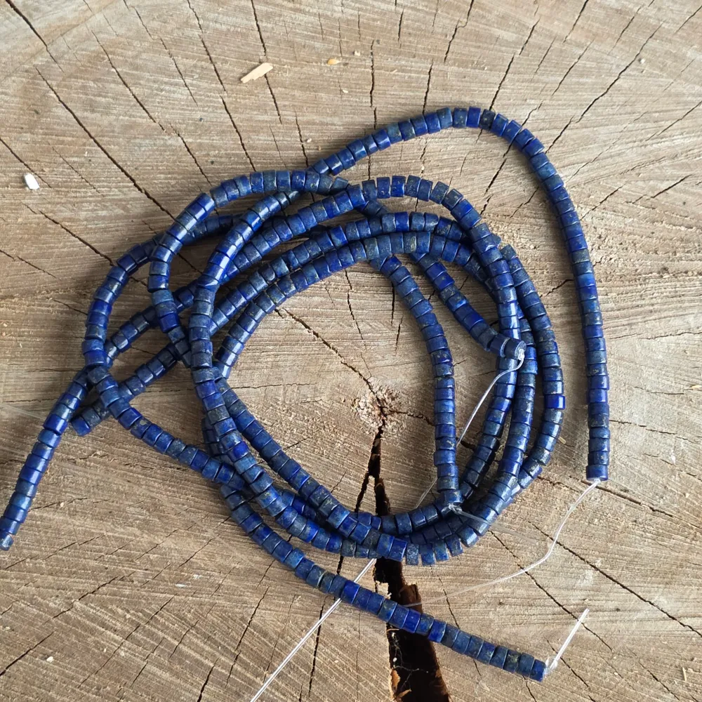 Низ от мъниста полускъпоценни камъни дискове LAPIS LAZULI | Модел 1