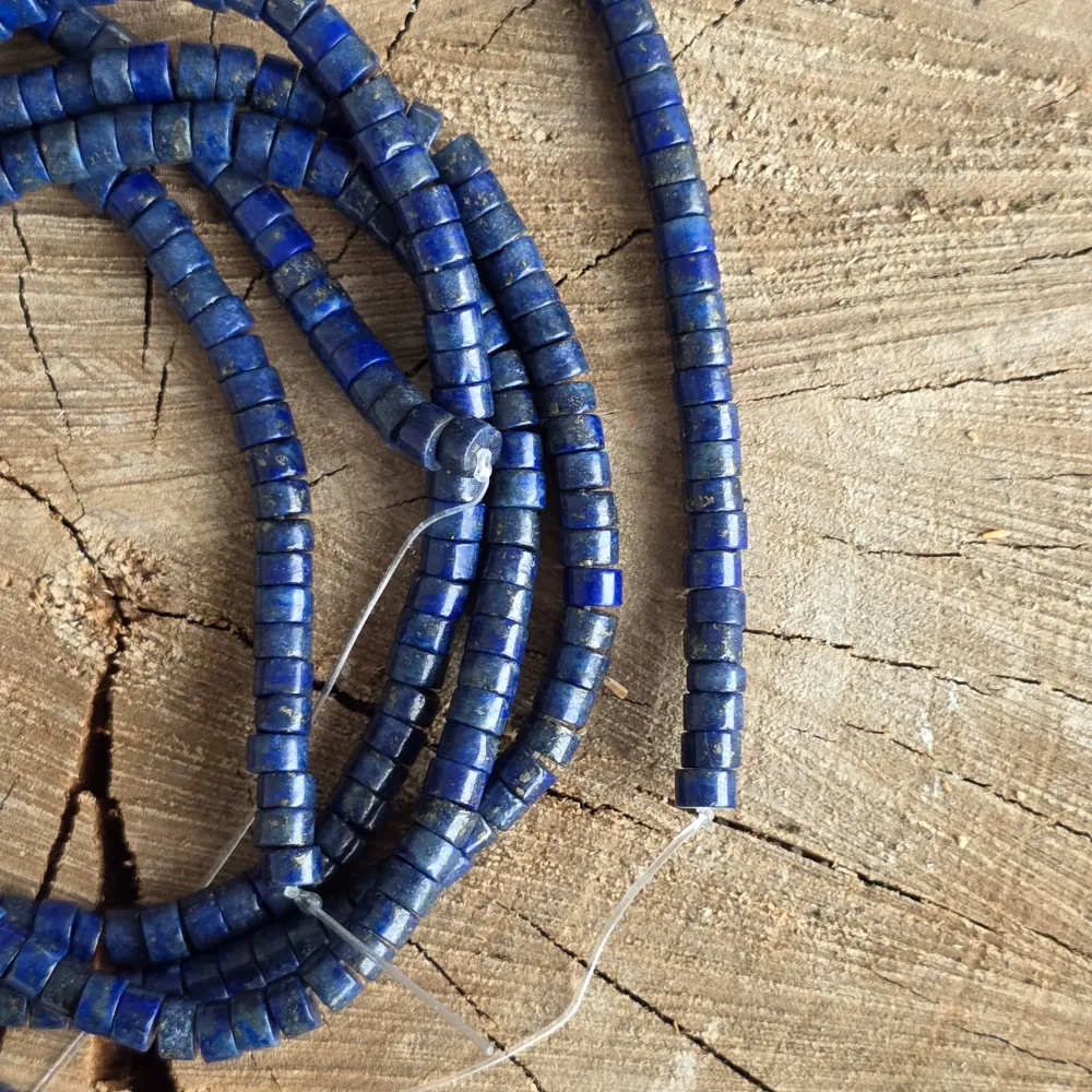 Низ от мъниста полускъпоценни камъни дискове LAPIS LAZULI | Модел 1