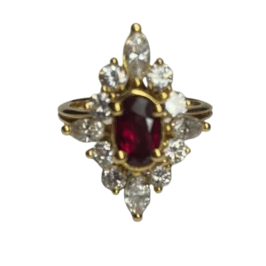 ПРЪСТЕН С РУБИН И ДИАМАНТ MARQUISE