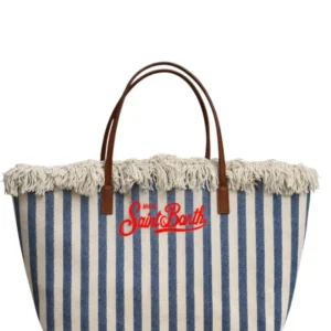 MC2 Saint Barth City Shopper Bag Blue Striped Canvas