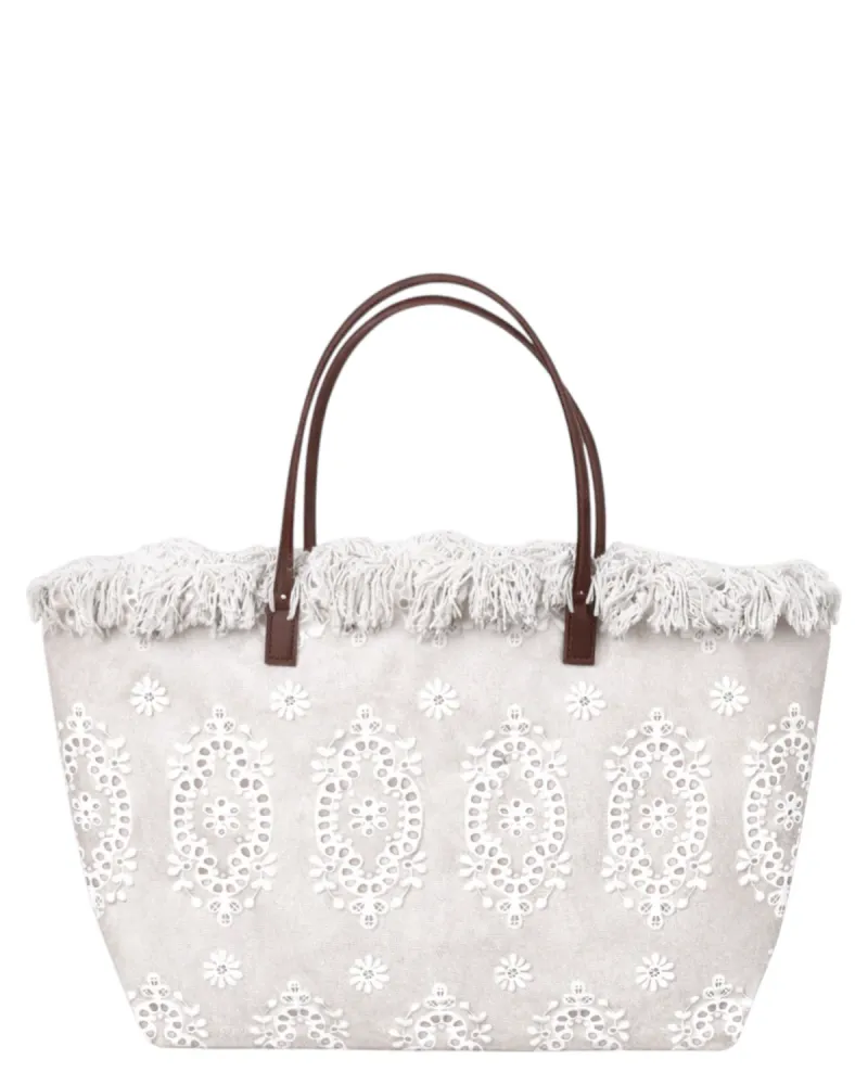 Medium City Shopper Bag Sangallo Fringes and Zip