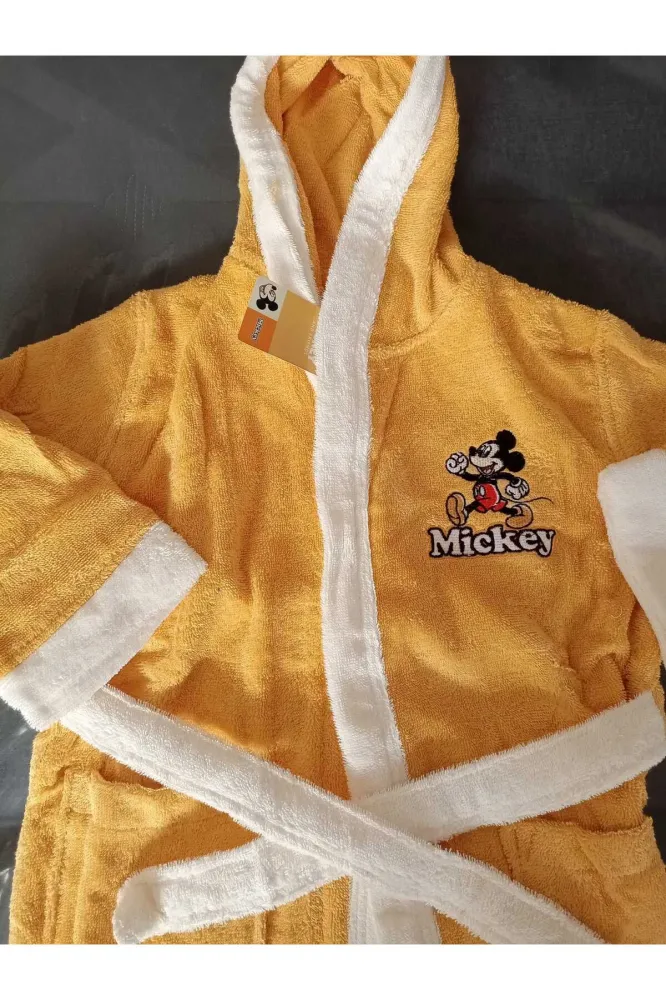 Детски халат за баня «Mickey M.Happy Yellow» - памук, възраст 5-6г.
