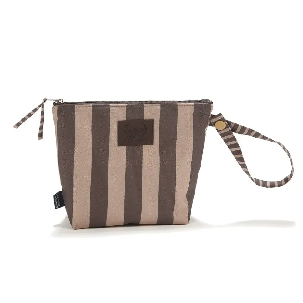 La Millou Водоустойчива козметична чанта на ивици Brown S