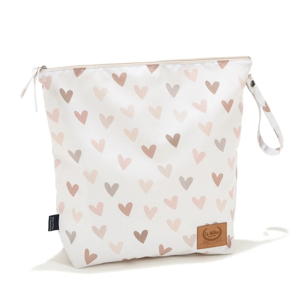La Millou Дамска водоустойчива пътна чанта XL Heartbeat Beige