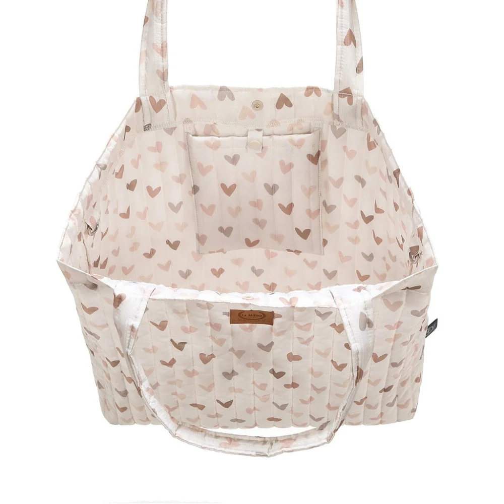 La Millou Mummy Shopper Bag Ortalion Heartbeat Beige