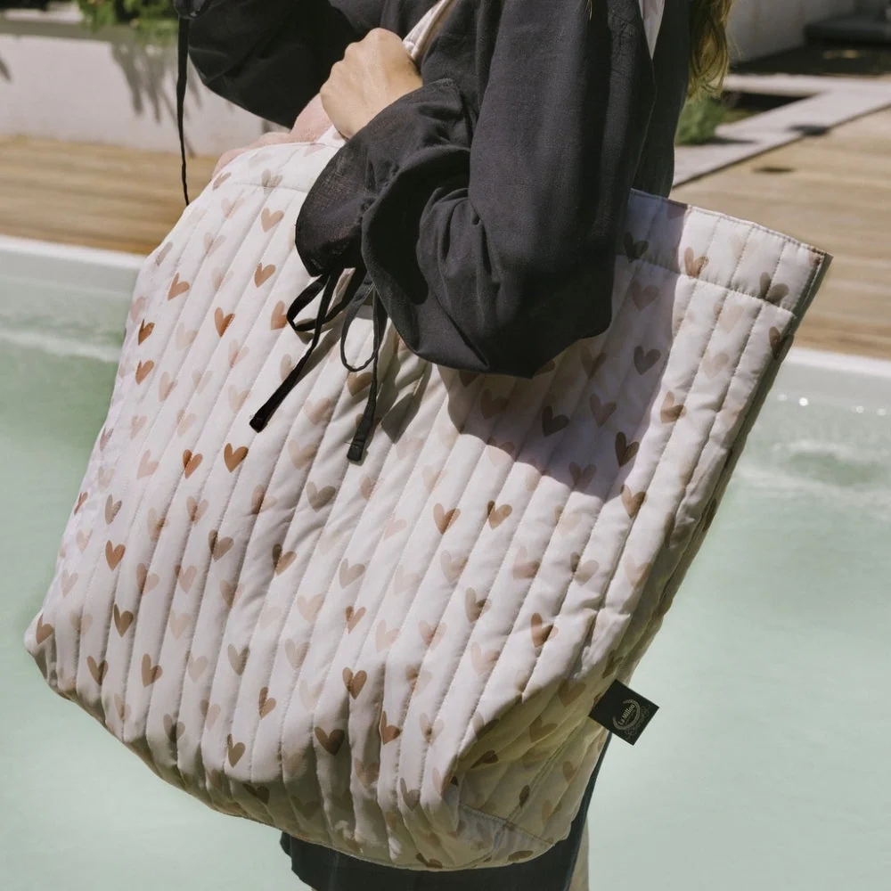 La Millou Mummy Shopper Bag Ortalion Heartbeat Beige