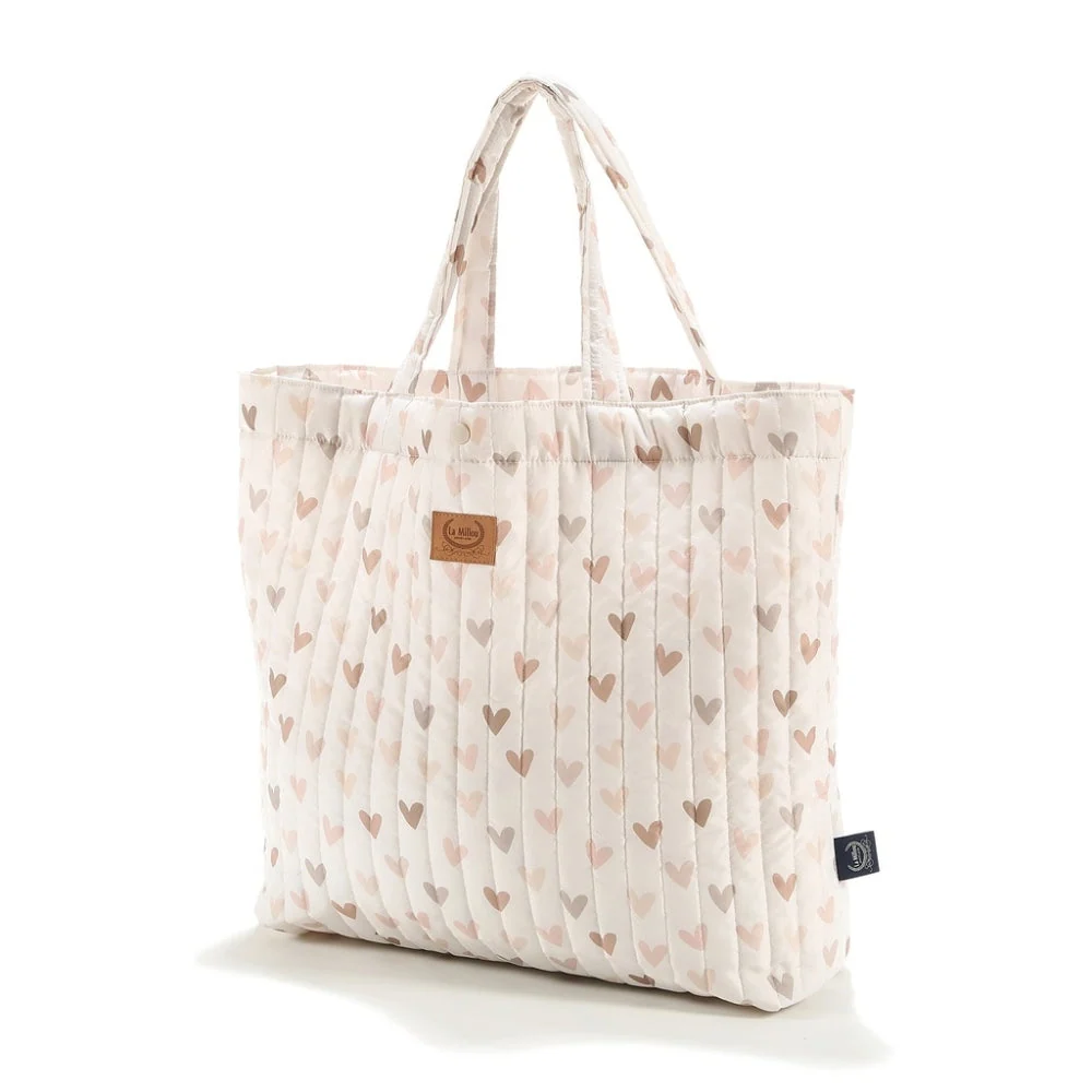 La Millou Mummy Shopper Bag Ortalion Heartbeat Beige