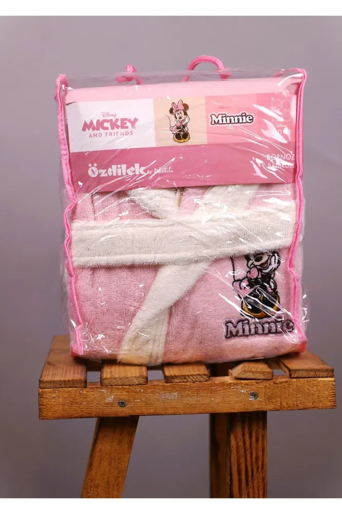 Детски халат за баня «Minnie Happy Pink» - памук, възраст 9-10г.