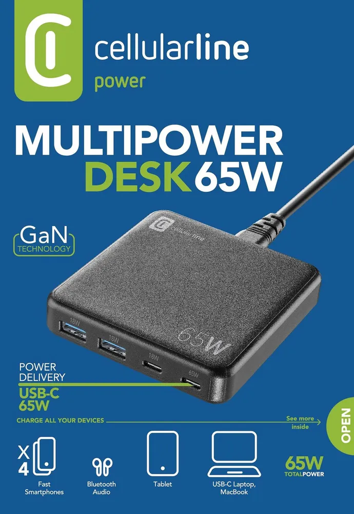 Зарядна станция Multipower Desk, 220V GaN 2xUSB, 2xUSB-C 65W
