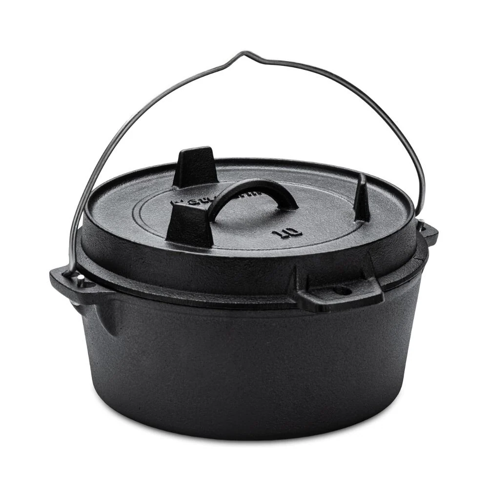 Naturehike Чугунен комплект за готвене на открито – 4,5 L Къмпинг съд за готвене, Предварително обработен, С двуфункционал...