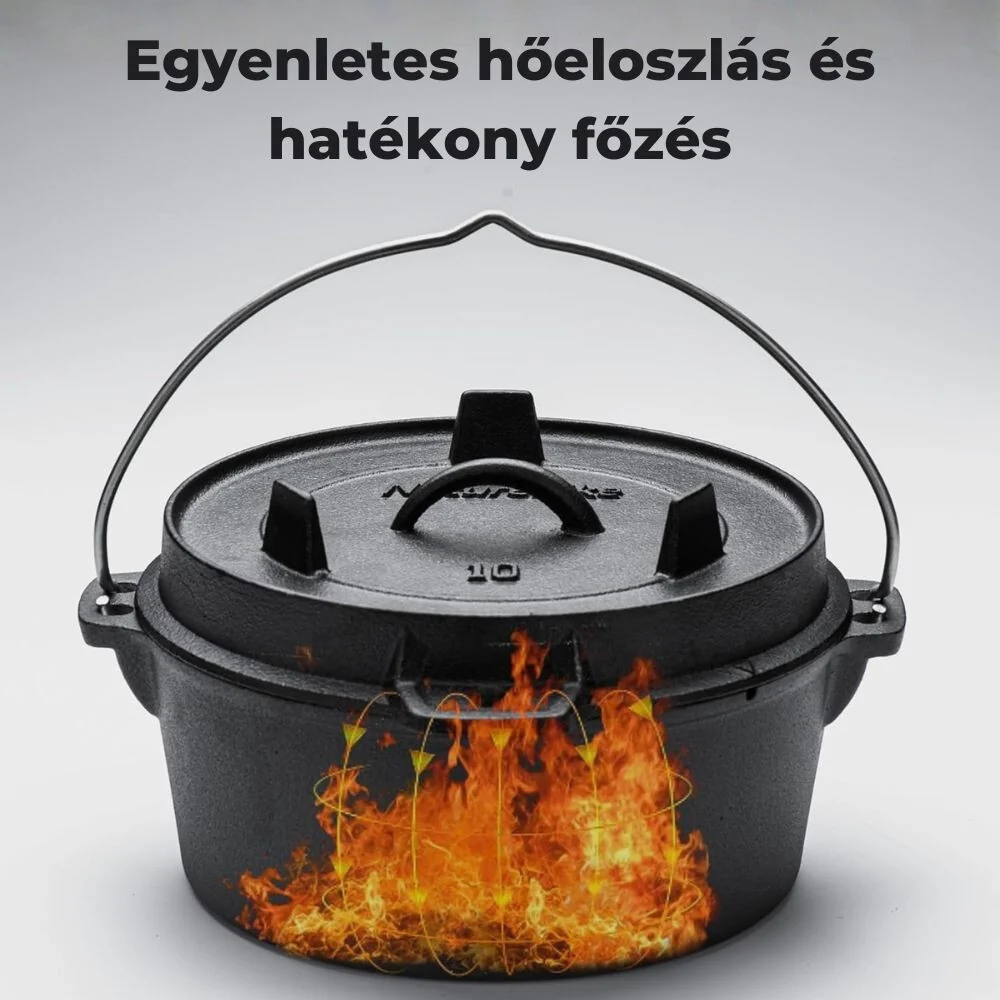 Naturehike Чугунен комплект за готвене на открито – 4,5 L Къмпинг съд за готвене, Предварително обработен, С двуфункционал...