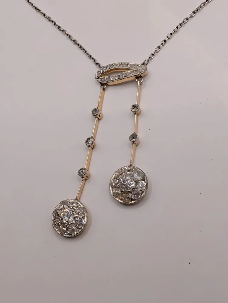 Колие negligé Art Deco от 18K злато и диаманти