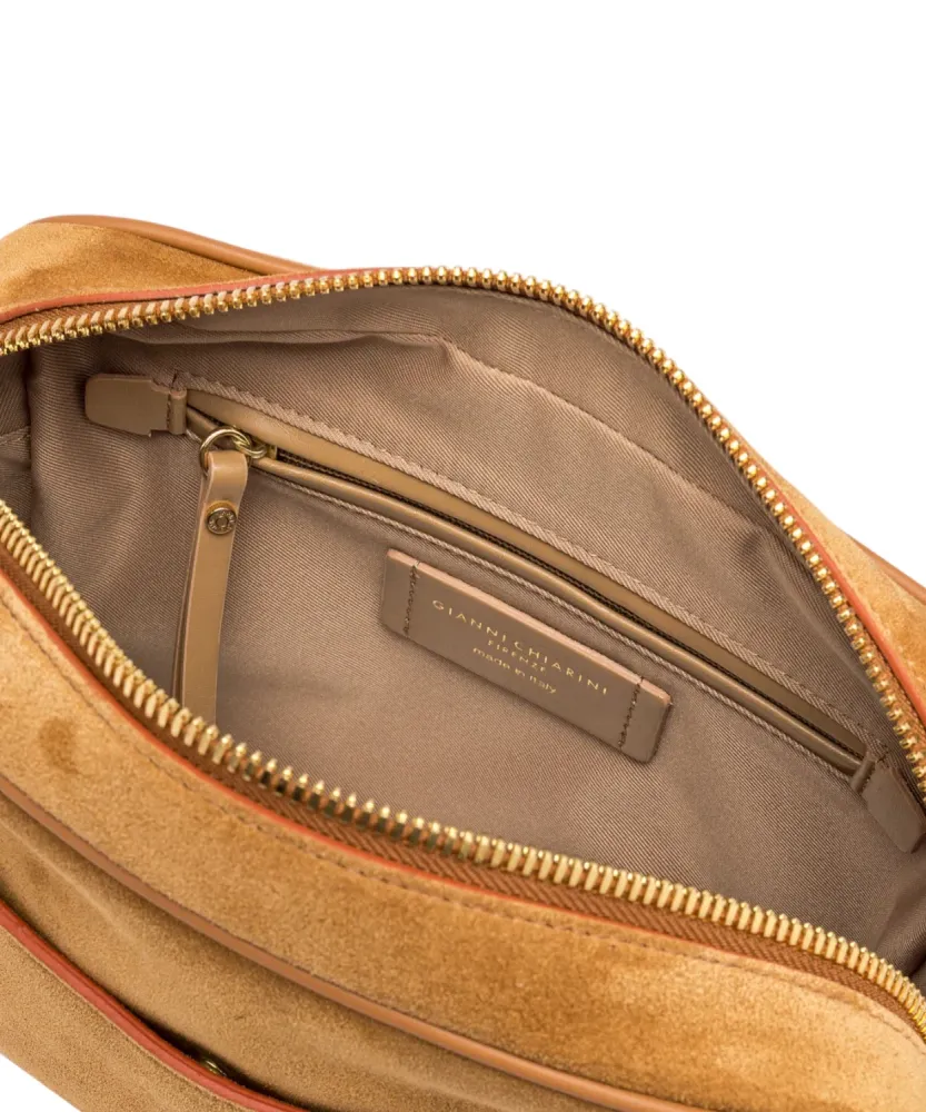 Nina Gianni Chiarini Hammered Leather Shoulder Bag Braided Strap