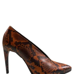 Papaya Diamond Python Print Leather Pumps