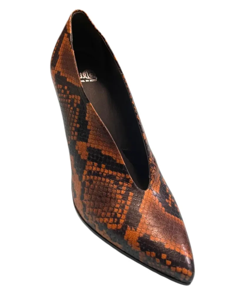Papaya Diamond Python Print Leather Pumps
