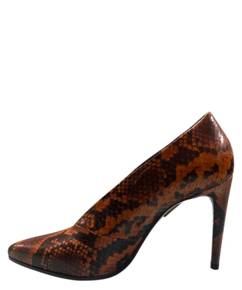 Papaya Diamond Python Print Leather Pumps