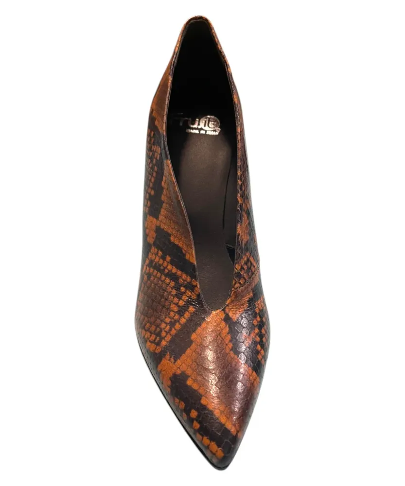 Papaya Diamond Python Print Leather Pumps