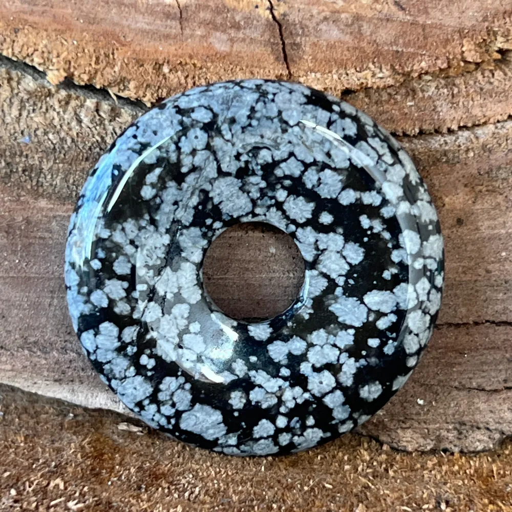 Pendant Stone Pi Donut Obsidian Snowflakes M