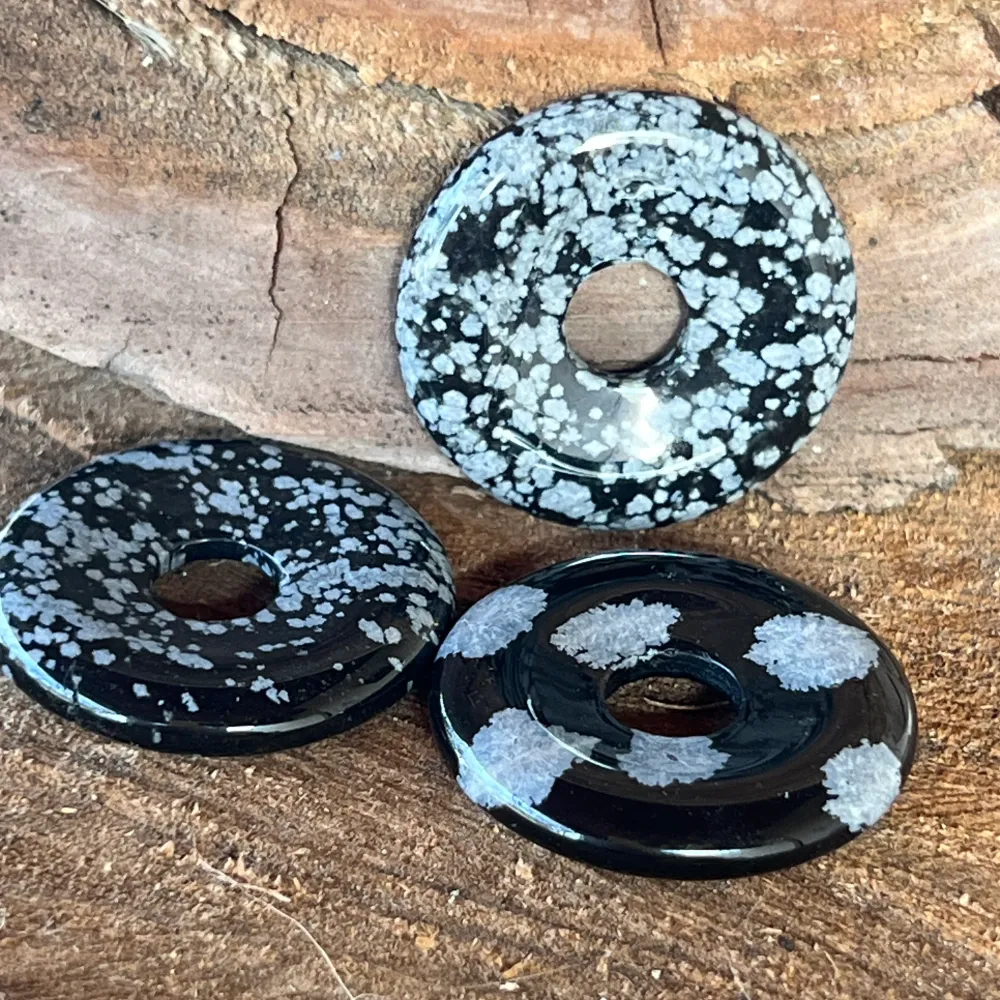 Pendant Stone Pi Donut Obsidian Snowflakes M