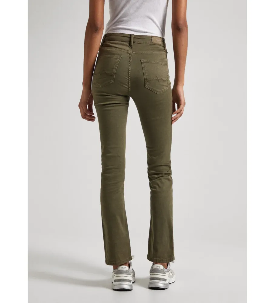 Дамски памучни дънки PEPE JEANS, маслинено зелени