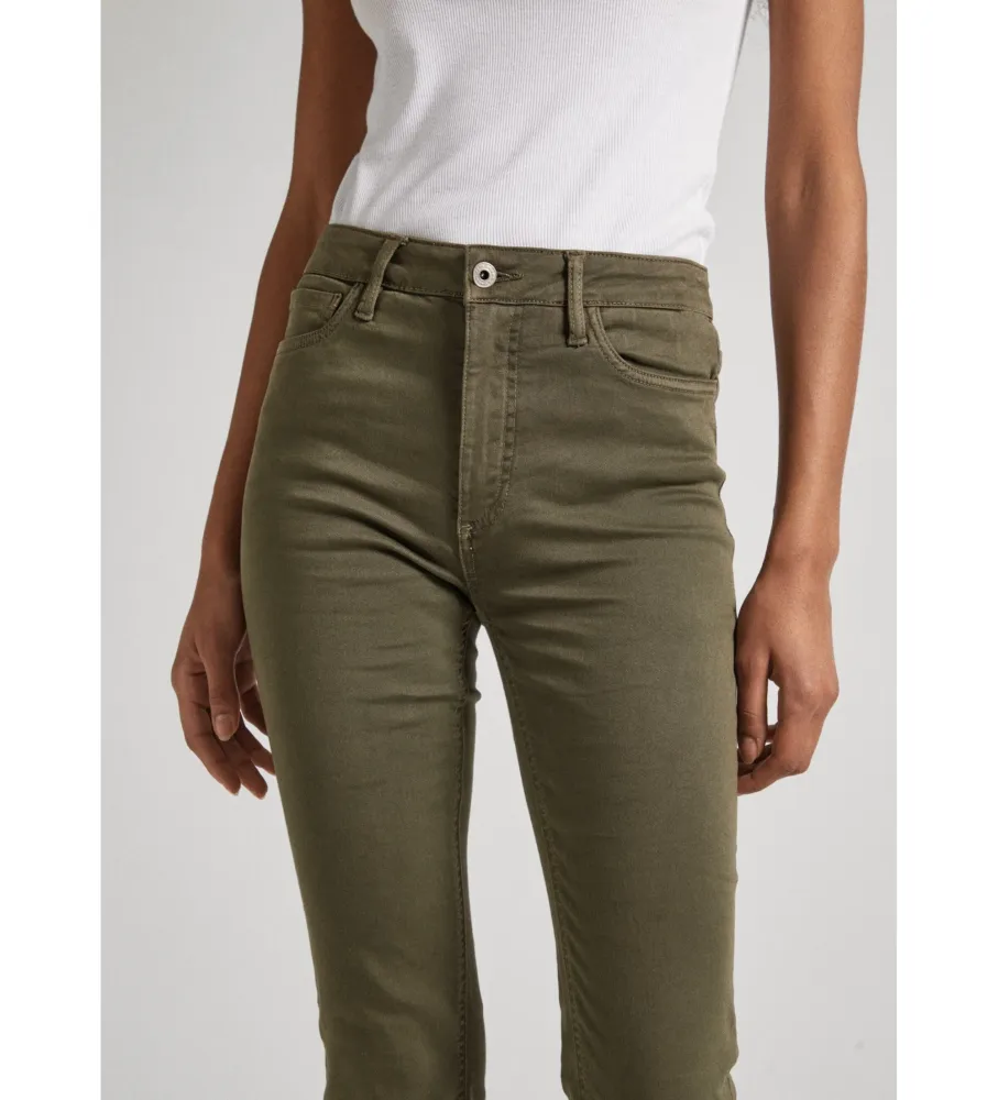 Дамски памучни дънки PEPE JEANS, маслинено зелени