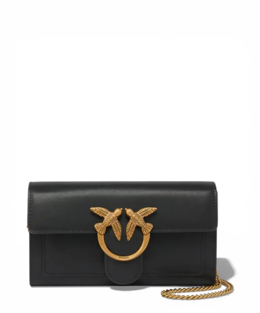 PINKO Love One leather shoulder wallet