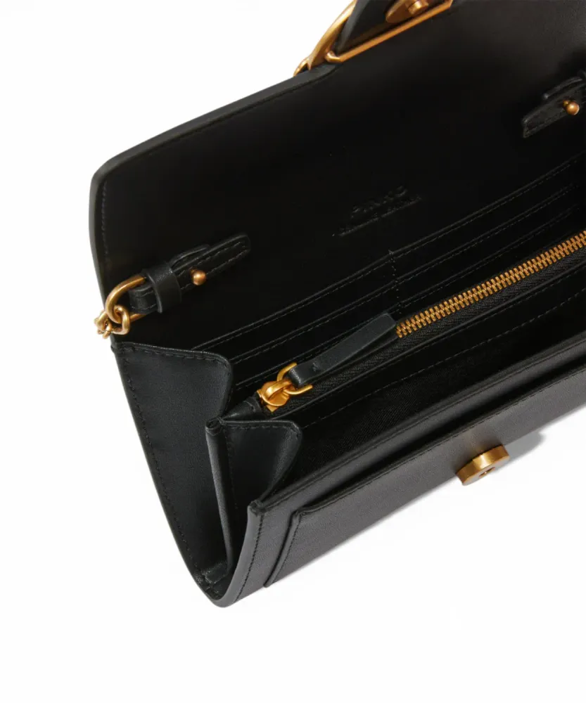 PINKO Love One leather shoulder wallet