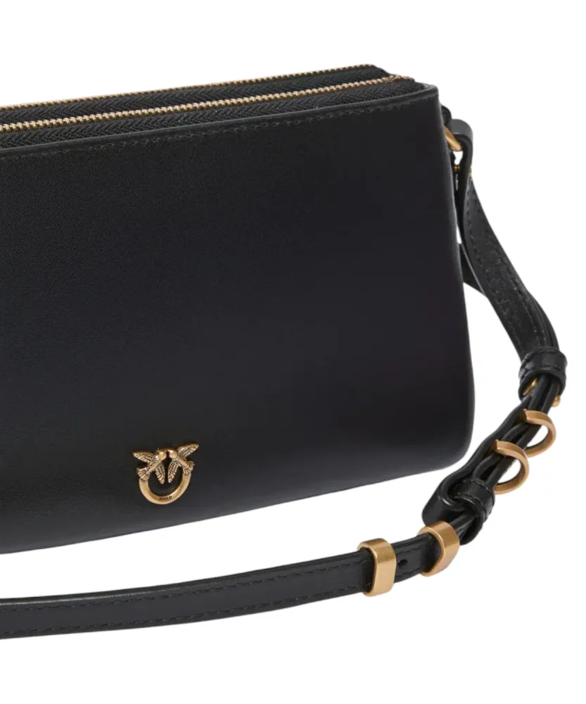 PINKO Mini Double Bag Leather Shoulder Strap
