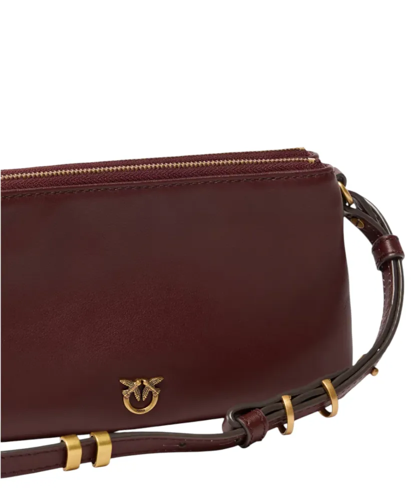 PINKO Mini Double Bag Leather Shoulder Strap
