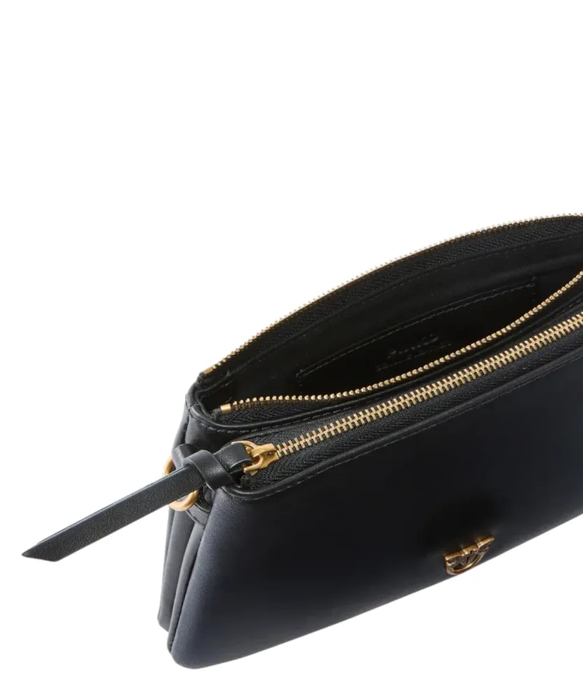 PINKO Mini Double Bag Leather Shoulder Strap