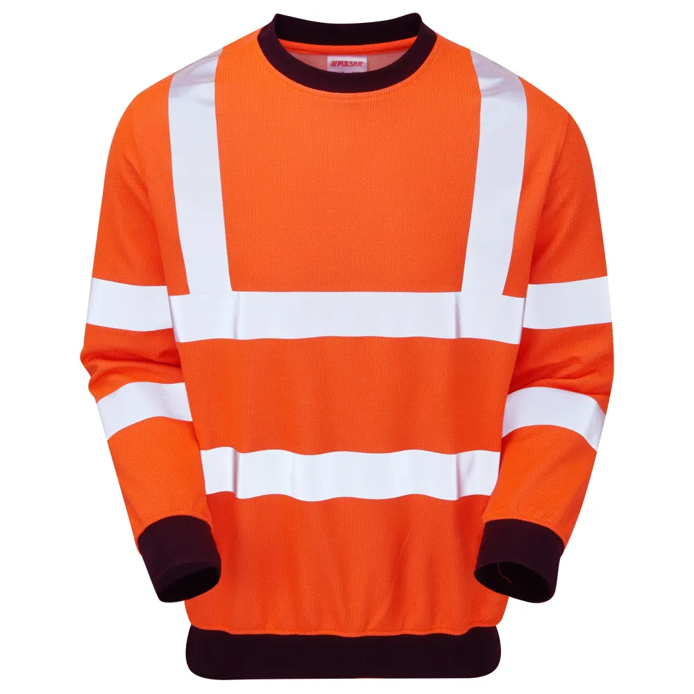 Pulsar Electric Arc Flash & Fire Retardant Hi Vis Orange Sweat Shirt PRARC20 Pulsar Workwear