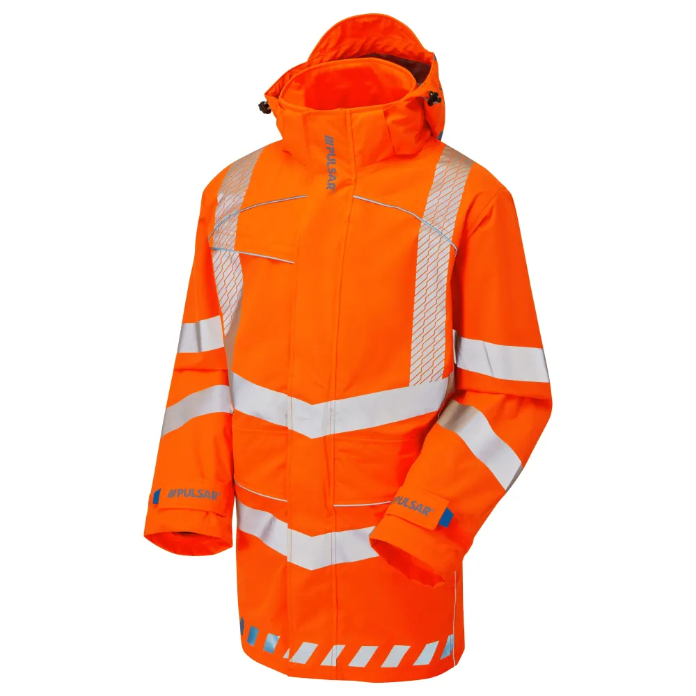 Pulsar Evolution Non Lined Hi Vis Orange Waterproof Storm Coat EVO250 Pulsar Workwear