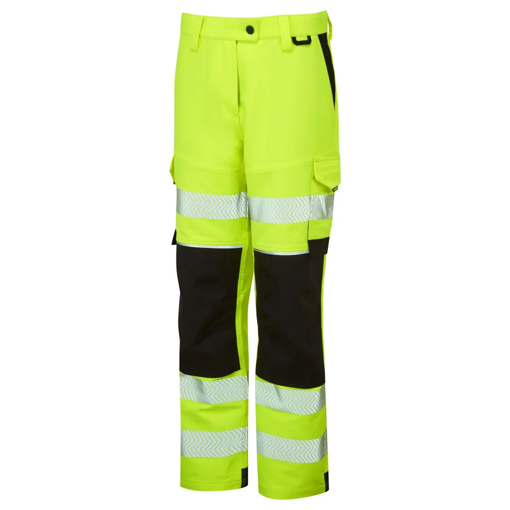 Pulsar Life Мъжки панталони с висока видимост, жълти, еластични, LFE921 Pulsar Workwear