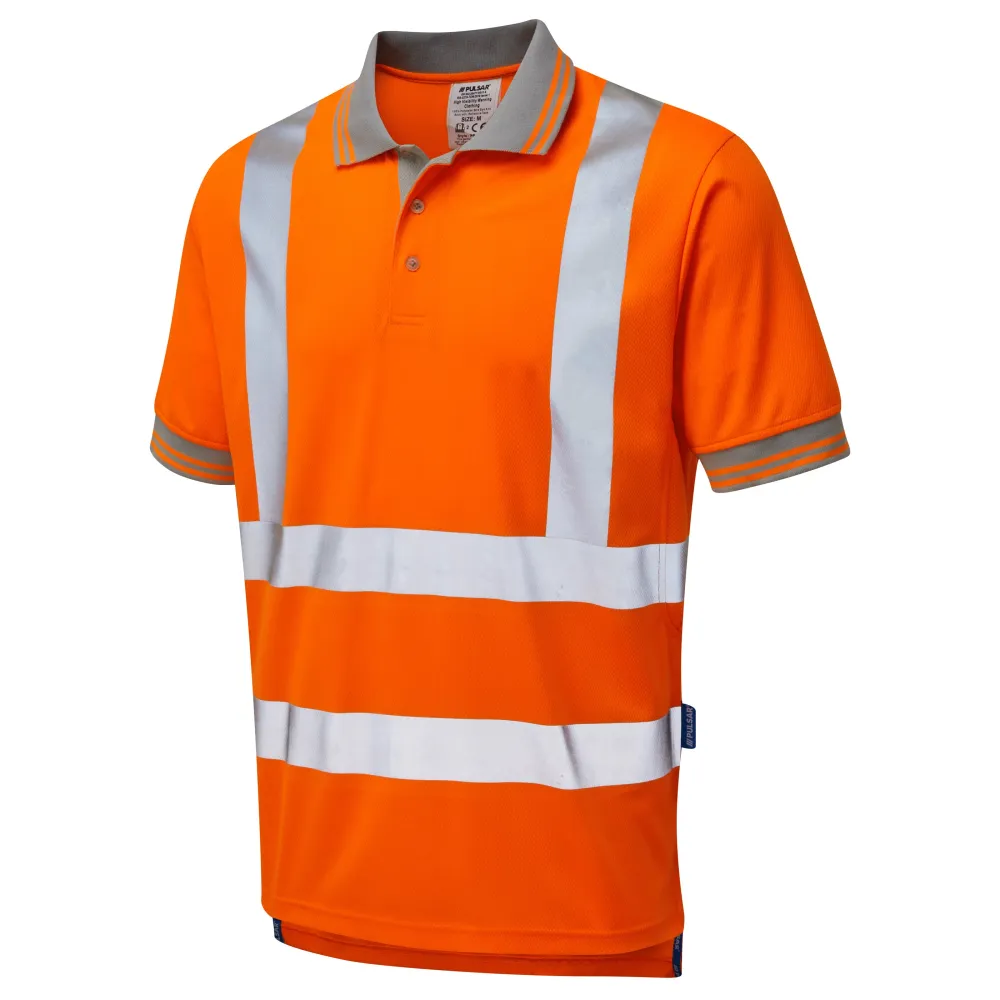 Pulsar Protect Rail Spec Hi Vis Orange Polo Shirt PR176 Pulsar Workwear