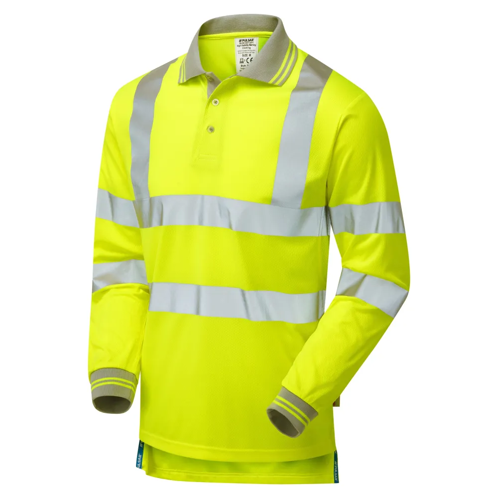 Pulsar Protect Hi Vis жълта поло блуза с дълъг ръкав P458 Pulsar Workwear
