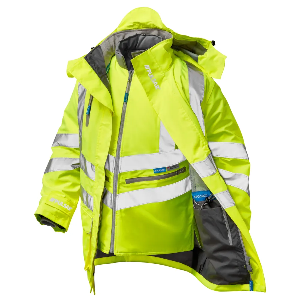 Pulsar Protect Hi Vis 7-в-1 дъждобран и жилетка P487 Pulsar Workwear