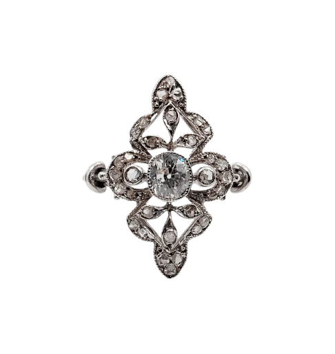 Пръстен марquise Art Deco от Платина, диамант стар шлиф 0,45 ct