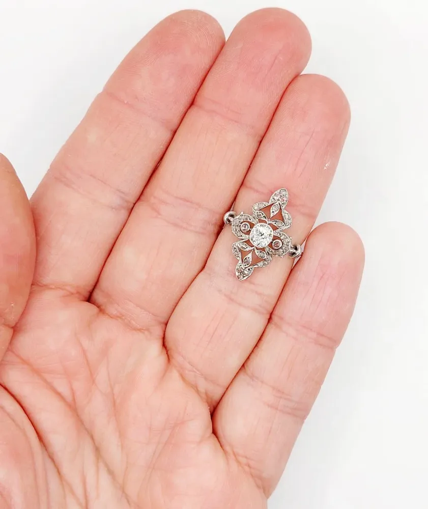 Пръстен марquise Art Deco от Платина, диамант стар шлиф 0,45 ct