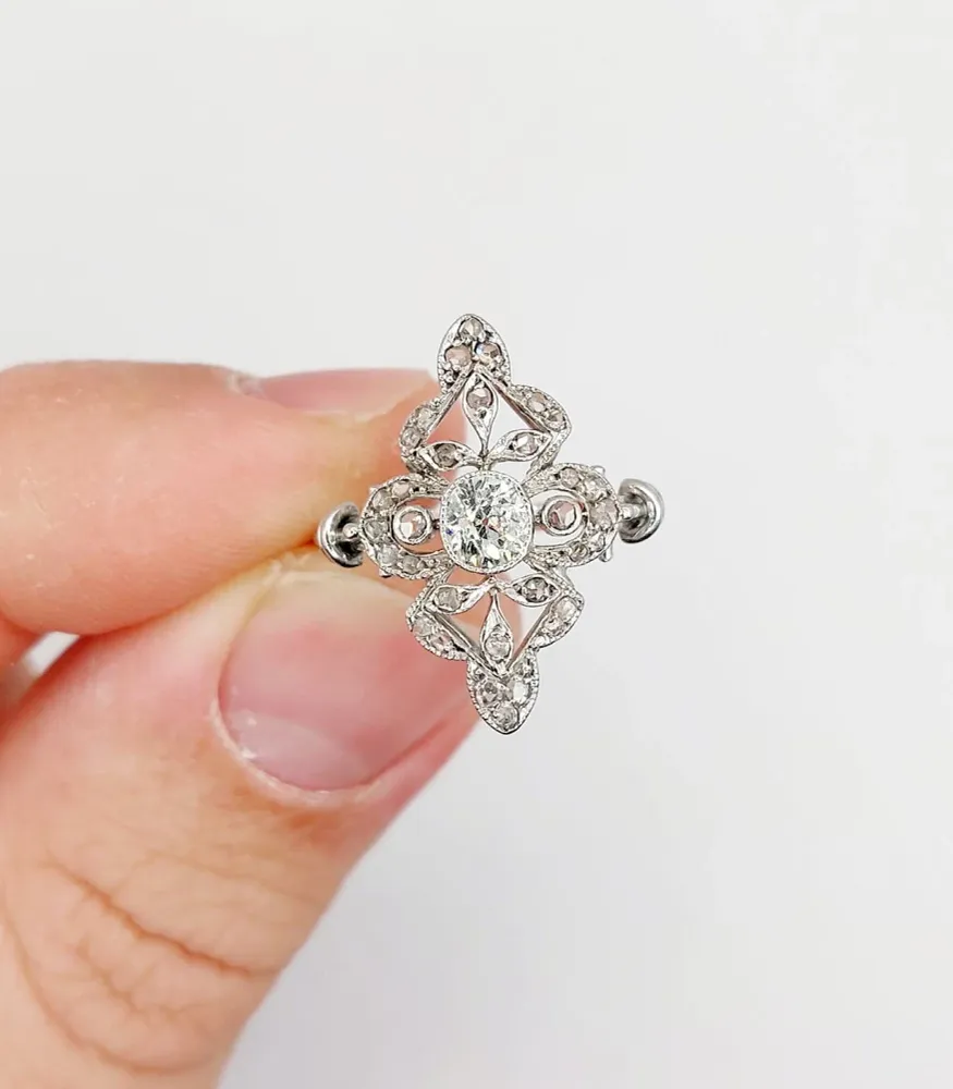 Пръстен марquise Art Deco от Платина, диамант стар шлиф 0,45 ct