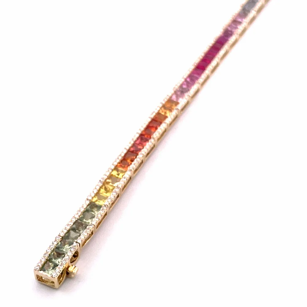 Гривна Rainbow от жълто злато със сапфири и диаманти