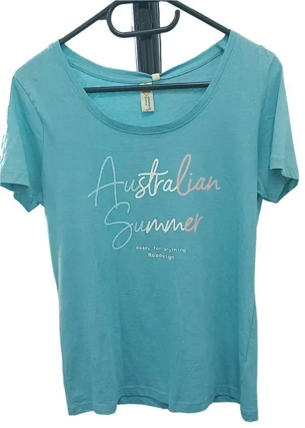 Roadsign Дамска памучна тениска, тюркоаз с принт "Australian Summer"
